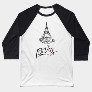 Sketchy of Eiffel tower in Paris. Symbol of France. Baseball T-Shirt